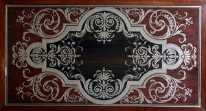 Dekoracja po wewnętrznej stronie hebanowych drzwi szafki, autorstwa Andre-Charles Boulle (1642-1732), Francja autorstwa Andre Charles Boulle