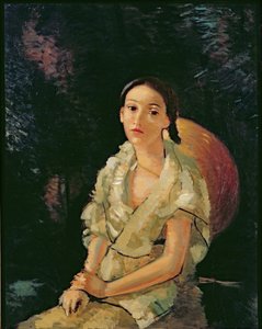 Siostrzenica malarza w pozycji siedzącej, ok. 1931 (olej na płótnie) (zobacz także 287563) autorstwa Andre Derain