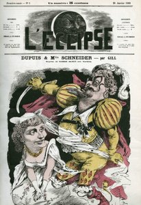 Beard-Bleue, jedzenie operowe z muzyką Offenbacha w teatrze Varietes, z Dupuisem jako „Beard-Bleue” i Hortense Schneider jako Boulotte. Okładka w „L
