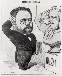Karykatura Emila Zoli (1840-1902) Pozdrawiając Popiersie Honore de Balzac (1799-1850) 1878