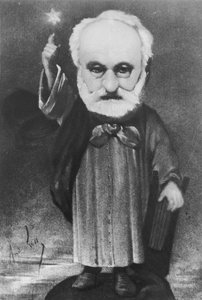 Karykatura Victora Hugo (1802-85) jako maga autorstwa Andre Gill