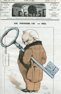 Karykatura Adolphe Thiers (1797-1877), francuskiego męża stanu. Okładka w „” L