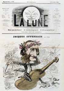 Karykatura Jacquesa Offenbacha (1819 - 1880), na skrzypcach - autorstwa Gilla w „La Lune” z 04.11.1866 autorstwa Andre Gill