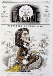 Karykatura wiktoriańskiego Sardou autorstwa Gilla – okładka Księżyca z 14/10/1866. autorstwa Andre Gill