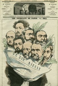 Karykatura zespołu gazety „Le XIXe siècle” w reżyserii Edmonta About (1828-?), francuskiego literata. Okładka w „” L