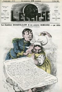 Ilustracja przedstawiająca „”Fizyliera Boquillona i jego chłopa Simone””. Okładka w „” L