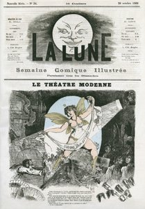 Le Theatre Moderne w Paryżu. Karykatura Gilla, w „La Lune”, 28 października autorstwa Andre Gill