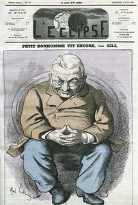 Mały człowiek wciąż żyje, rysunkowy Adolphe Thiers (1797-1877), francuski mąż stanu. Okładka w „” L