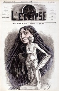 Mademoiselle Agar (z Odeonu) Aktorka Akademii Francuskiej. Rysunek autorstwa Gilla w zaćmieniu autorstwa Andre Gill