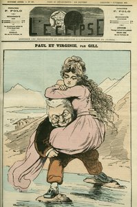 Portret Adolphe Thiersa (1797-1877), francuskiego historyka i polityka, reprezentowanego w „Paul et Virginie” (Republika). Okładka w „” L