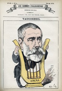Portret Auguste Emmanuela Vaucorbeila (1821-1884), francuskiego kompozytora i dyrektora Opery Paryskiej. Karykatura Gilla, Paryż. autorstwa Andre Gill