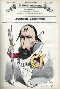 Portret Auguste Vacquerie (1819-1895), francuskiego poety, dramaturga i dziennikarza. Karykatura Gilla, Paryż. autorstwa Andre Gill