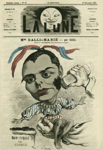 Portret Celestyny Galli-Marie (Galli Marie) (1840-1905), francuskiej śpiewaczki dla Opera-Comique. Karykatura Gilla, w „La Lune”, 1 grudnia autorstwa Andre Gill