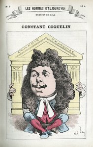 Portret Stałego Coquelina (1841-1909), francuskiego aktora teatralnego. Karykatura Gilla, Paryż. autorstwa Andre Gill