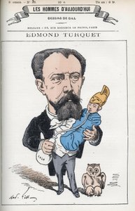 Portret Edmonda Henri Turqueta (1836-1914), francuskiego polityka, w latach 1871-1889 był zastępcą Aisne. Rysunek autorstwa Gilla, Paryż. autorstwa Andre Gill