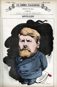 Portret Eugene Spullera (1835-1896), francuskiego polityka i prawnika. Karykatura Gilla, w „Les Homme d