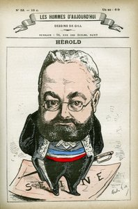 Portret Ferdinanda Herolda (1828-1882), francuskiego polityka. Karykatura Gilla, Paryż. autorstwa Andre Gill