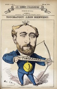Portret Leona Bienvenu dit Touchatout (1835-1911), francuskiego dziennikarza i autora „L’Histoire de France Tintamarresque”. Karykatura autorstwa Gilla, Paryż. autorstwa Andre Gill