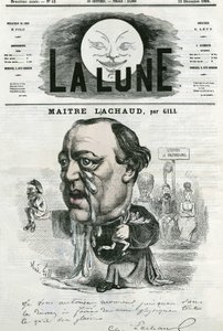 Portret Maitre Charlesa Lachauda (1817-1882), francuskiego prawnika. Karykatura Gilla, w „Księżycu”, 23 grudnia autorstwa Andre Gill