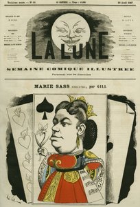 Portret Marie Sass, śpiewaczki w Teatrze Operowym. Karykatura Gilla, w „La Lune”, 28 kwietnia autorstwa Andre Gill