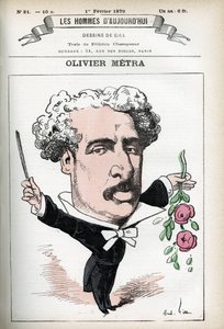 Portret Oliviera Metry (1830-1889), francuskiego aktora, popularnego kompozytora. Karykatura Gilla, w „Les Homme d