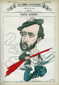 Portret Paula Arene (1843-1896), francuskiego poety i pisarza. Karykatura Gilla, Paryż. autorstwa Andre Gill