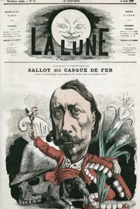 Portret Sallota, znany jako „Żelazny hełm”. Karykatura Gilla, w „La Lune”, 4 sierpnia autorstwa Andre Gill