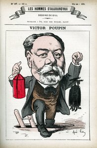 Portret Victora Poupina (1838-1906), francuskiego polityka. Karykatura Gilla, w „Les Homme d
