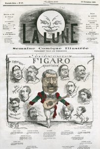 Portret dziennikarzy „Figaro Quotidien””. Karykatura Gilla, w „Księżycu”, 18 listopada autorstwa Andre Gill