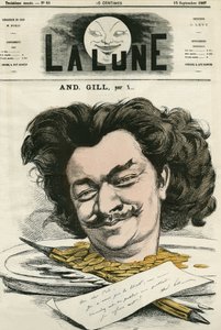 Autoportret Louis-Alexandre Gosset de Guines dit Andre Gill (1840-1885), francuskiego rysownika i rysownika. Karykatura Gilla, w „Księżycu”, 15 września autorstwa Andre Gill