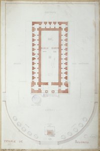 Plan Świątyni Salomona w Jerozolimie, połowa XIX w. (atrament i wc na papierze) autorstwa Andre Lenoir