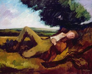 Łowcy odpoczywają lub śpiący łowca, 1929 autorstwa Andre Mare