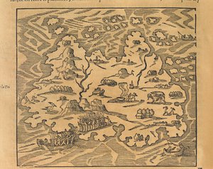 Mapa Trinity Island na Antylach, z kosmografii uniwersalnej autorstwa Andre Thevet autorstwa Andre Thevet