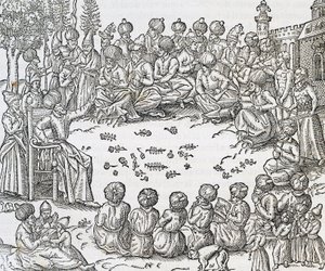 Spotkanie Turków i Arabów, Maroko, rycina z Uniwersalnej kosmologii, Andre Thevet (1504-1592), Paryż autorstwa Andre Thevet