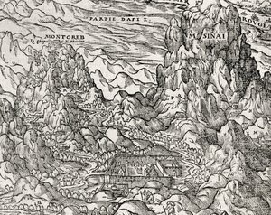 Górzysty region Synaju, rycina Andre Theveta (1504-1592), Paryż, Francja autorstwa Andre Thevet