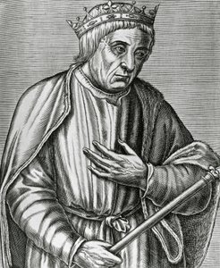 Portret króla Polski Kazimierza III Wielkiego (1310-1370), sztych z Les Vrais pourtraits et Lives des Hommes illustres autorstwa Andre Thevet