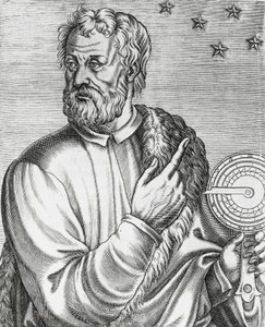 Portret Krzysztofa Kolumba (1451-1506), włoskiego nawigatora, grawerowanie z The True Portraits and Lives of Illustrious Men autorstwa Andre Thevet