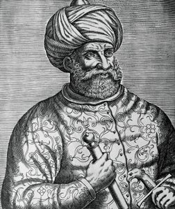 Portret Khayr al-Din, znany jako Barbarossa (1465-1546), turecki korsarz i admirał, rycina Andre Thevet (1502-1590) autorstwa Andre Thevet