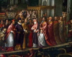 Doge Mocenigo i Patriarcha Trevisan witający Henryka III na Lido w 1574 r.