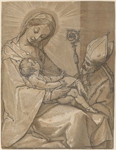 Madonna z Dzieciątkiem z biskupem, 1591. autorstwa Andrea Andreani