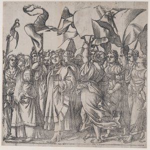 Sekcja C: męczennice i święte kobiety trzymające sztandary, z Triumfu Chrystusa, 1836.