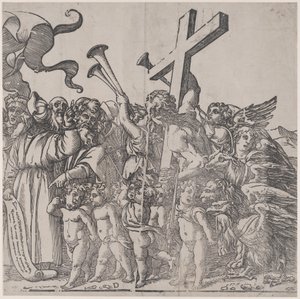 Sekcja D: anioły grające w trąby itp., z Triumfu Chrystusa, 1836. autorstwa Andrea Andreani