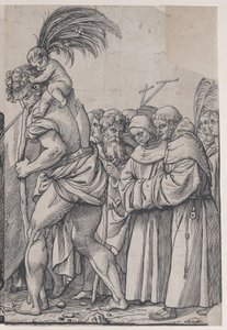 Sekcja H: Święty Krzysztof niosący Dzieciątko Jezus, z Triumfu Chrystusa, 1836. autorstwa Andrea Andreani