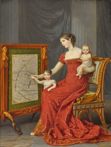 Księżniczka Augusta Bawarska z dziećmi Józefiną i Eugenią.