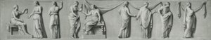 Tablica grisaille przedstawiająca procesję kobiecą z łzawicami