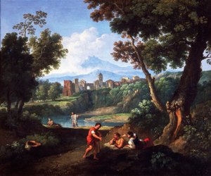 Pejzaż, Andrea Locatelli (1695-1741), olej na płótnie, 61x73 cm.