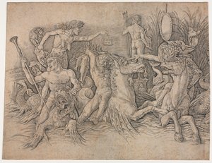 Bitwa Bogów Morskich – lewa część autorstwa Andrea Mantegna