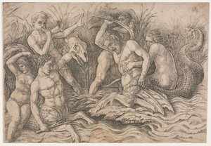 Bitwa Bogów Morskich – prawa część autorstwa Andrea Mantegna