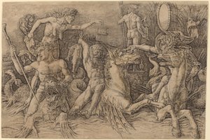 Bitwa Bogów Morskich [lewa połowa] autorstwa Andrea Mantegna