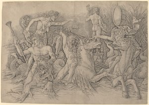 Bitwa Bogów Morskich [lewa połowa] autorstwa Andrea Mantegna